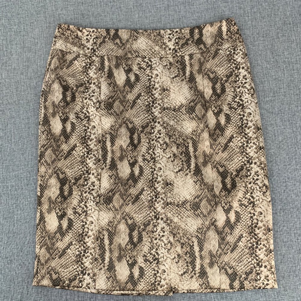 Brand New! New York Company Snake A-Line Skirt Size 8 Brown Tan Lined